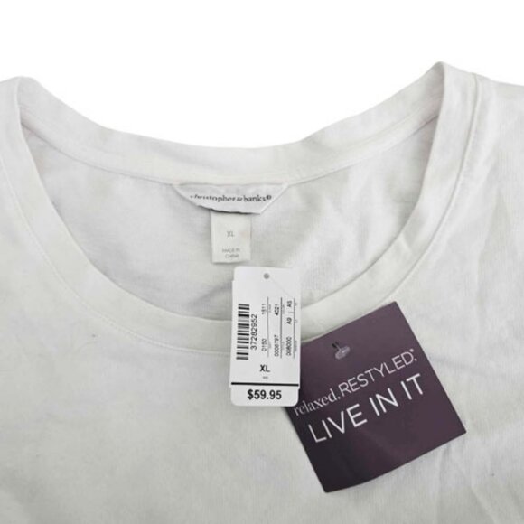 Ombre Blue White Floral Embroidered Sweatshirt Top XL NWT Rose Line Art Tattoo D - Picture 6 of 7